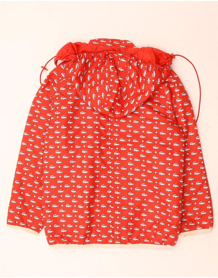 Lacoste Veste coupe-vent à capuche graphique pour fille 11-12 ans Rouge Polyester