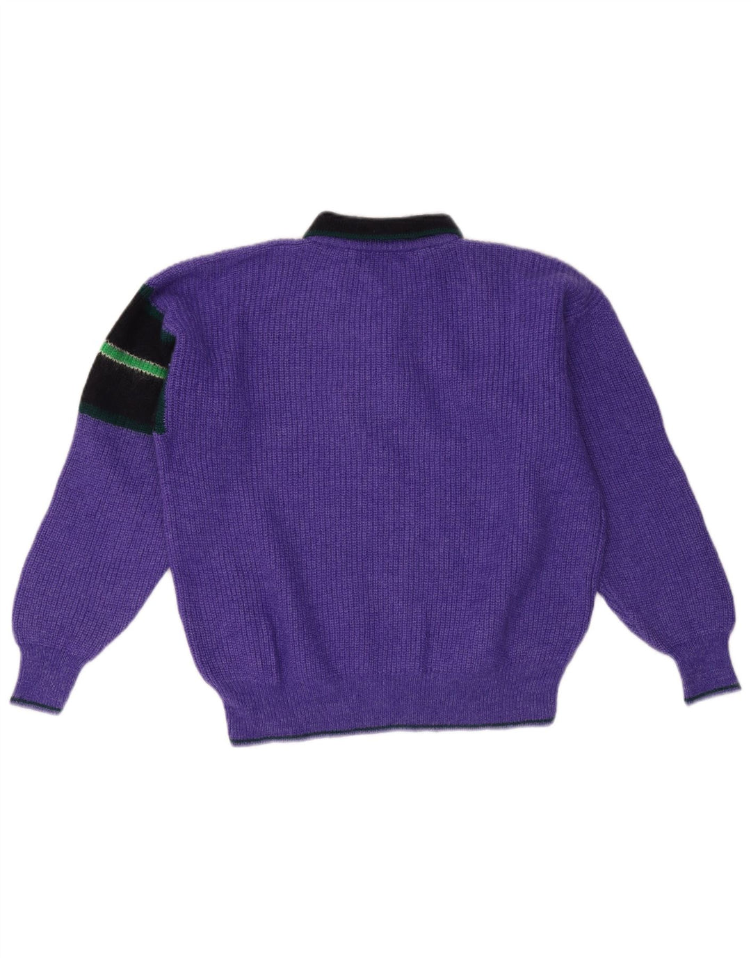 VINTAGE Pull à col polo pour homme Grand color block violet