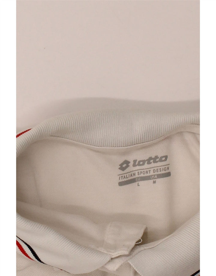 LOTTO Mens Polo Shirt Large Off White Cotton Vintage Lotto and Second-Hand Lotto from Messina Hembry 