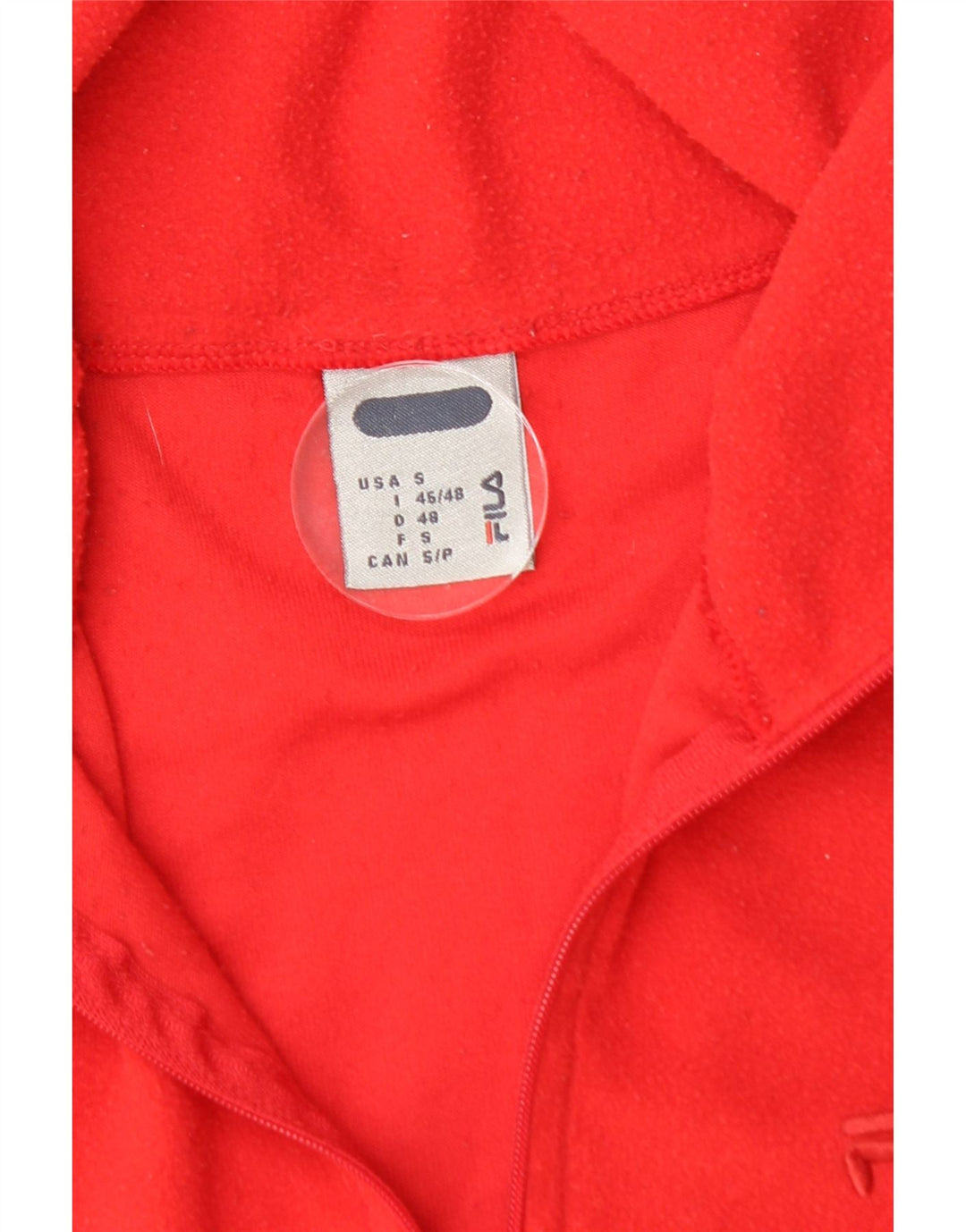 FILA Womens Zip Neck Fleece Jumper UK 10 Small Red Vintage Fila and Second-Hand Fila from Messina Hembry 