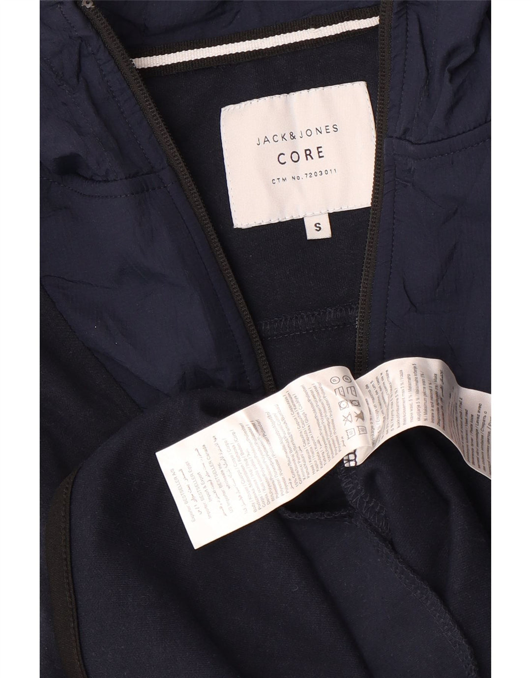 Jack & Jones Pull à capuche à col zippé pour homme Petit bleu marine Polyester