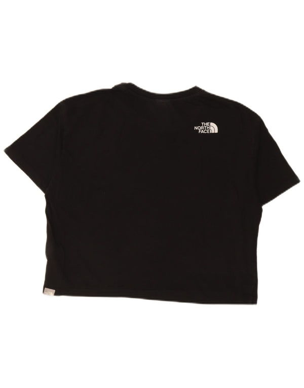 The North Face Womens Crop Graphic T-Shirt Top UK 14 Coton Noir Moyen