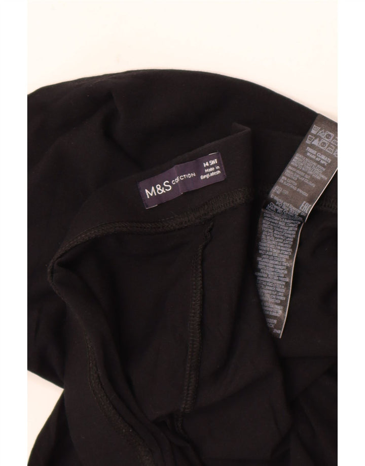 MARKS & SPENCER Leggings Femme UK 14 Grand Noir Coton
