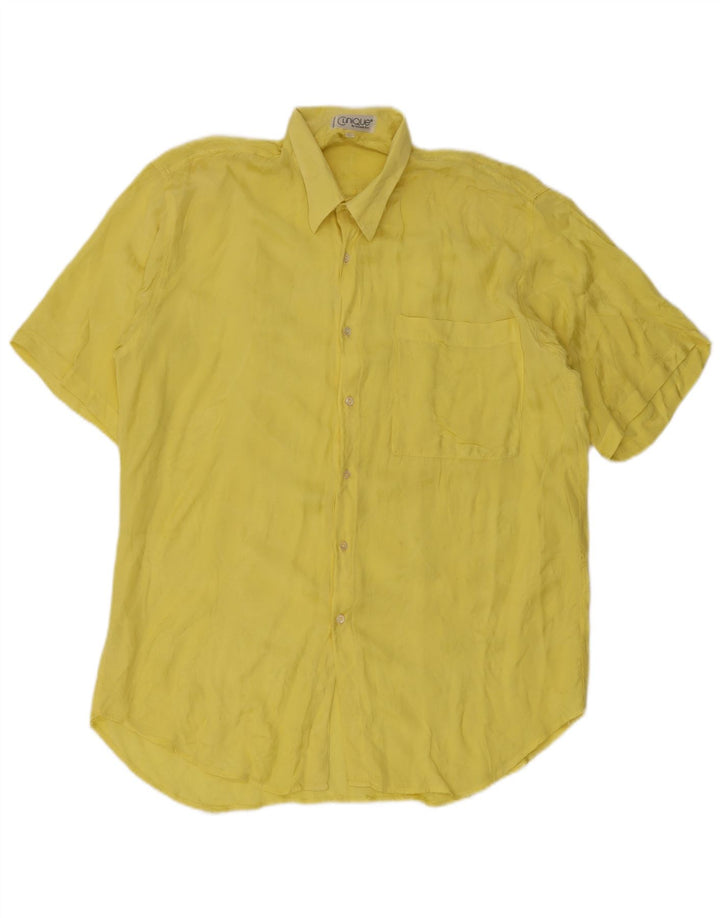 Clinique Chemise à Manches Courtes Homme Jaune Moyen Viscose