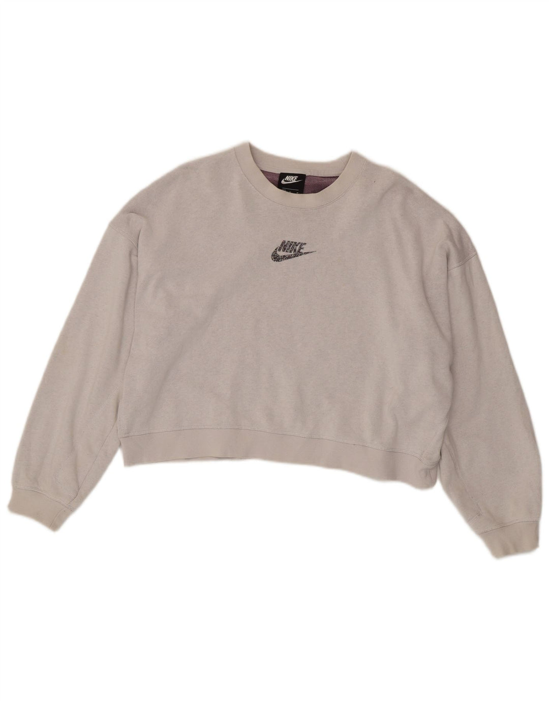 Nike Sweat-shirt court surdimensionné pour femme UK 14 Gris moyen en coton