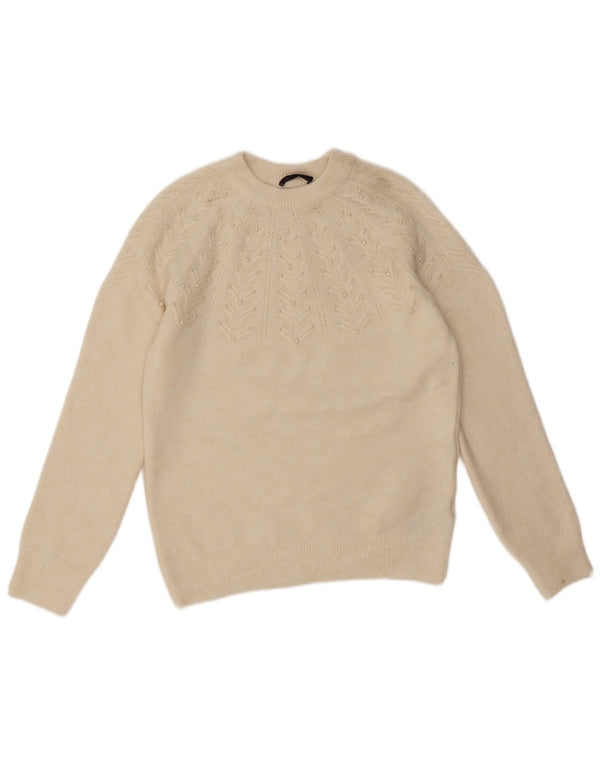 Marks & Spencer Womens Crew Neck Jumper Sweater UK 10 Small Off White