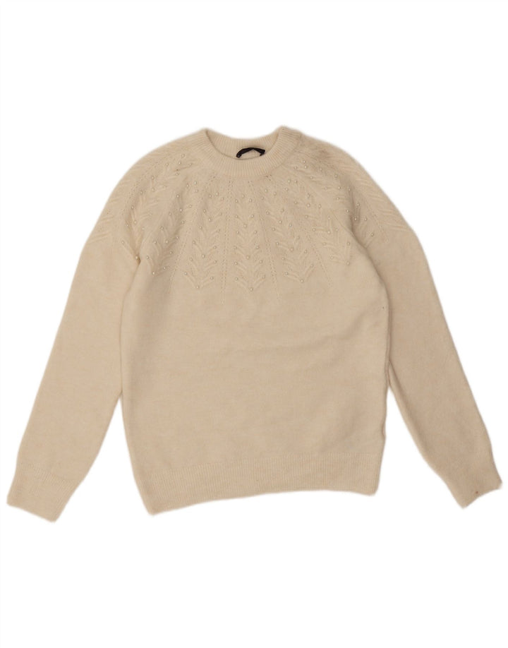Marks & Spencer Pull à col rond pour femme UK 10 Small Blanc cassé