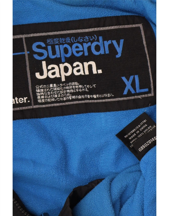 Superdry Veste coupe-vent à capuche pour femme UK 18 XL Nylon noir