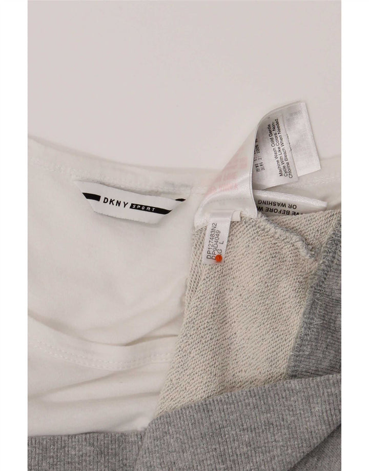 Dkny Sweat-shirt long pour femme UK 16 Large Gris Colorblock