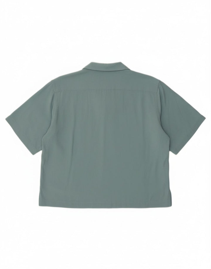 Tommy Bahama Chemise à manches courtes pour femme UK 12 Medium Turquoise Herringbone