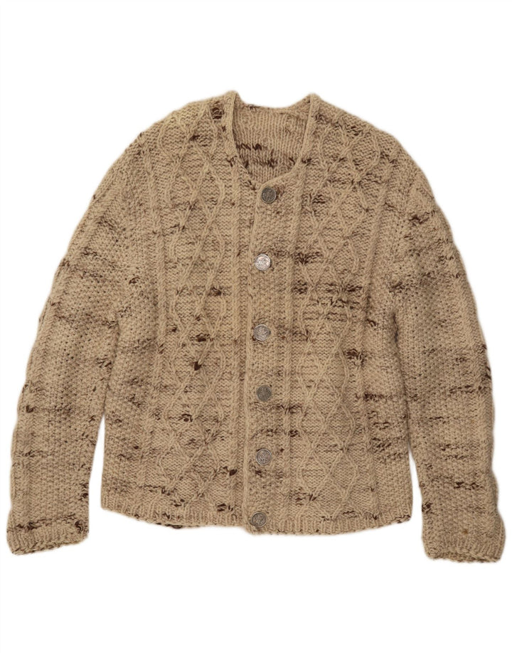 vintage Mens Cardigan Pull Grand Beige Moucheté