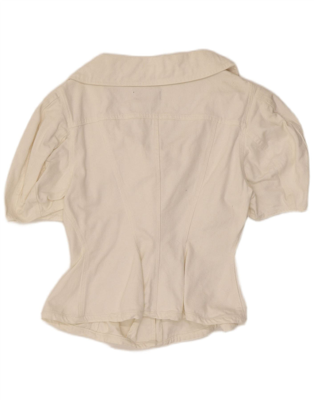 vintage Femme Chemise À Manches Courtes Blouse UK 12 Moyen Blanc