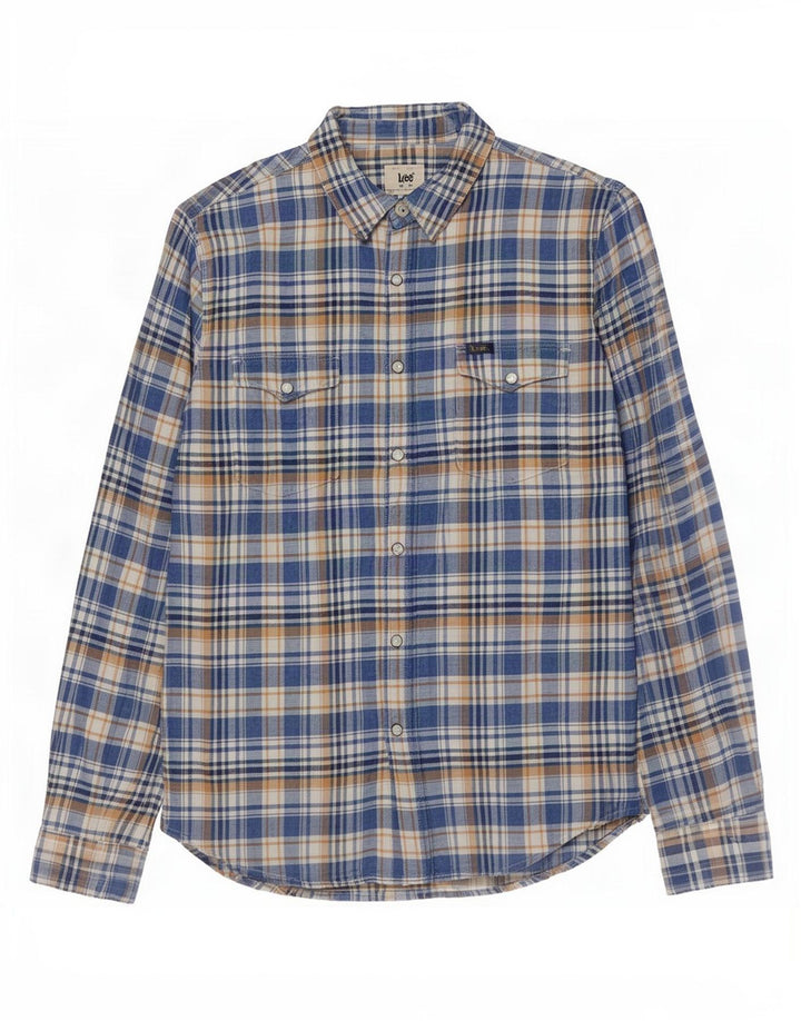 Lee Chemise Flanelle Homme Bleu Moyen Carreaux Coton