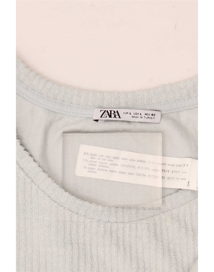 Zara Femme Débardeur UK 16 Large Bleu Coton