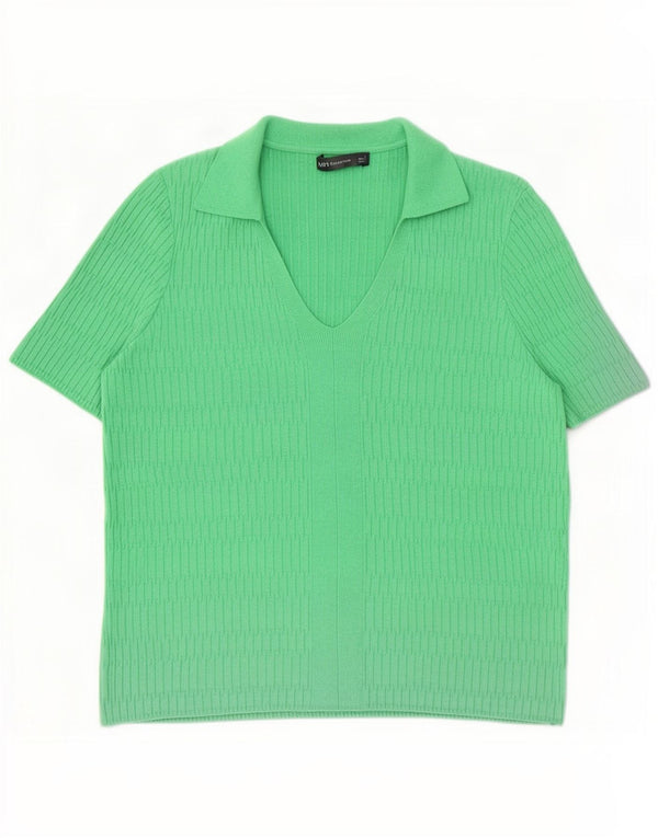Marks & Spencer Polo Femme UK 16 Large Vert Viscose