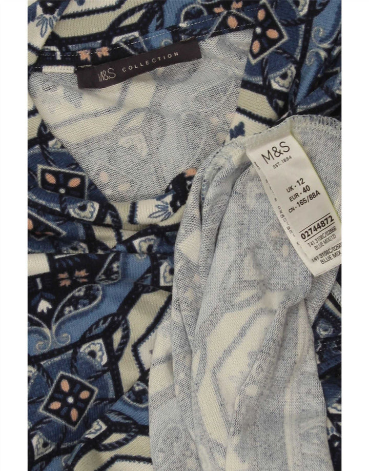 Marks & Spencer Tunique à manches 3/4 pour femme UK 12 Bleu moyen géométrique