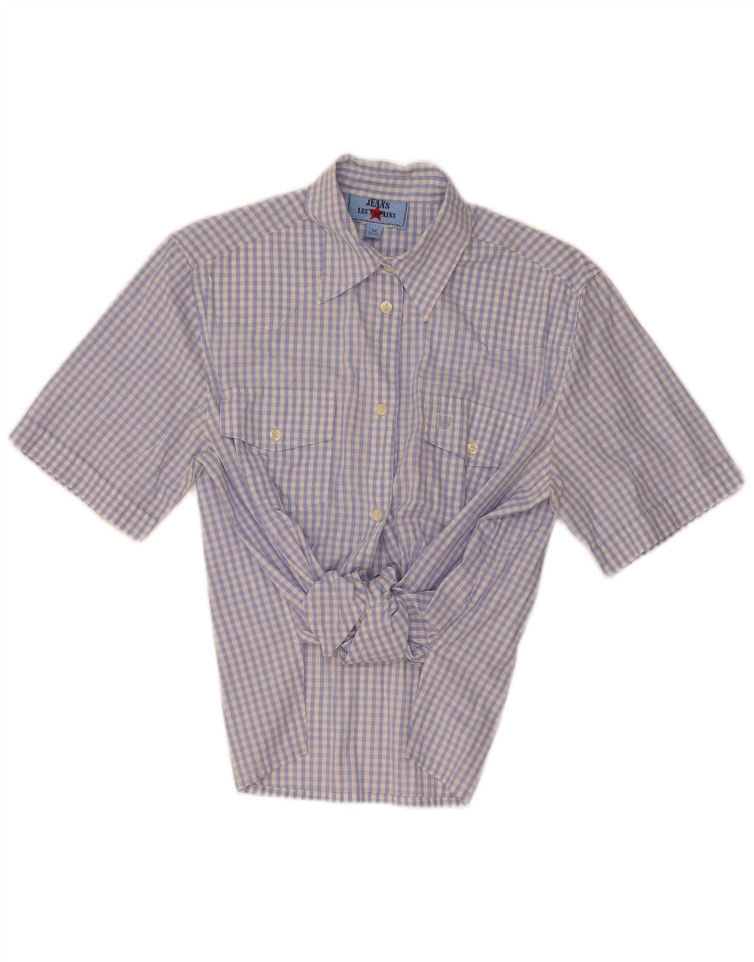 Les Copains Femme Chemise À Manches Courtes Blouse IT 44 Bleu Moyen Vichy