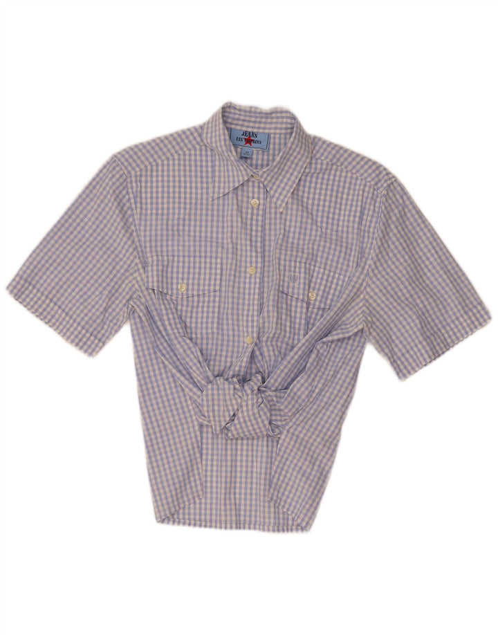 Les Copains Femme Chemise À Manches Courtes Blouse IT 44 Bleu Moyen Vichy