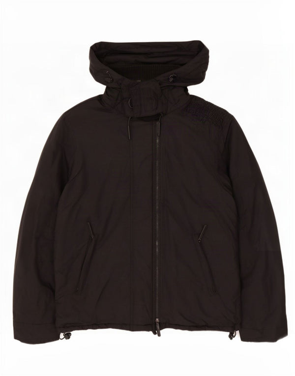Superdry Veste coupe-vent à capuche pour homme UK 40 Large Noir Nylon