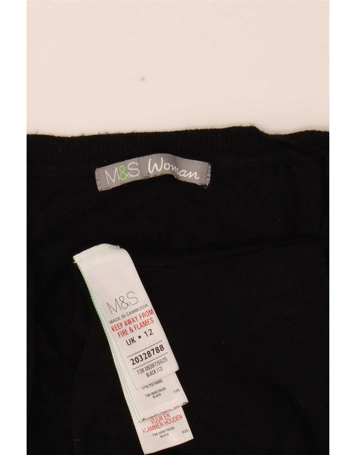 Marks & Spencer Pull court à col en V pour femme UK 12 Noir moyen