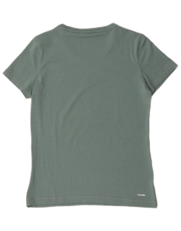 Adidas Climalite T-Shirt Top UK 12/14 Vert Moyen Coton
