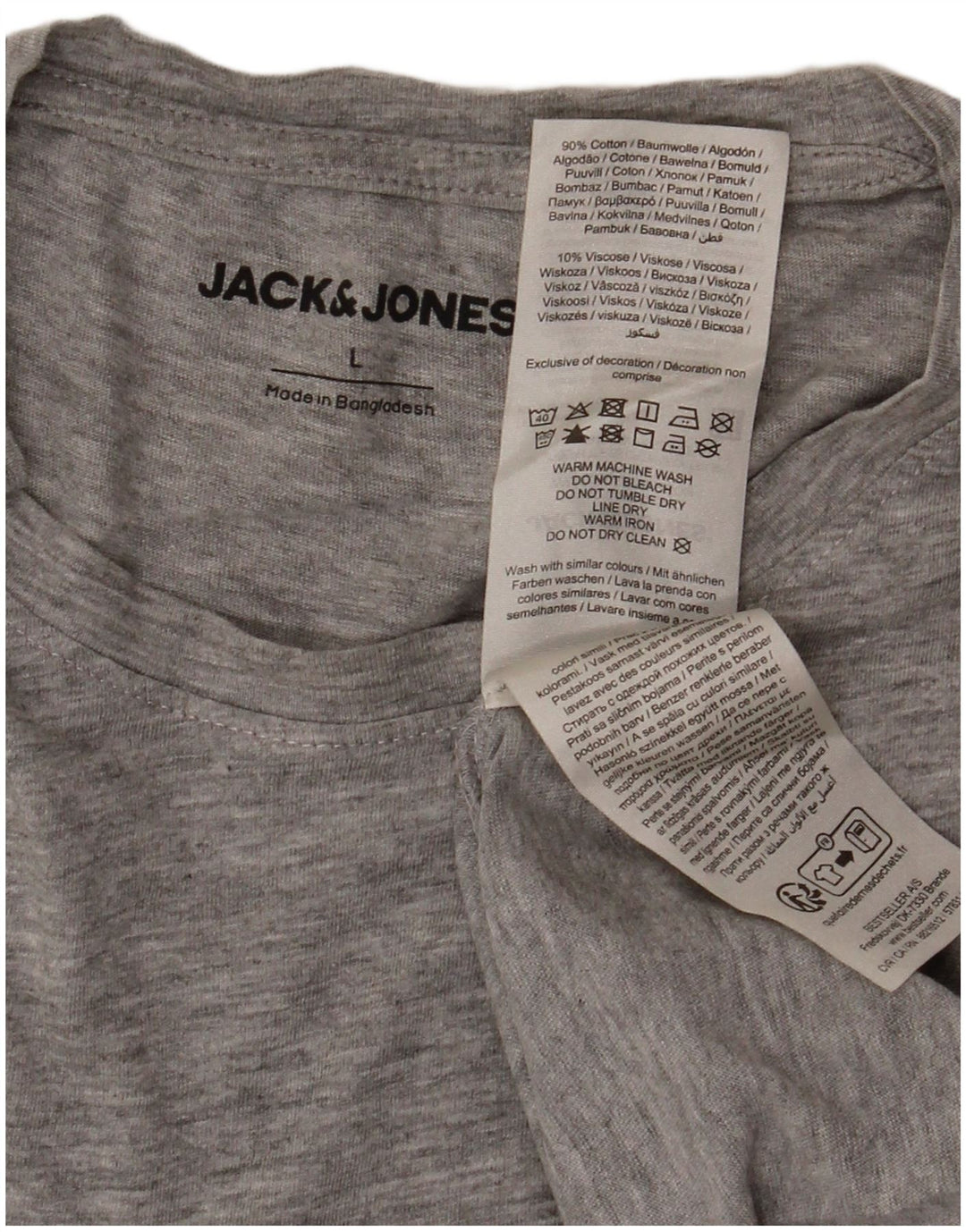 JACK & JONES T-Shirt Homme Gris Large Viscose