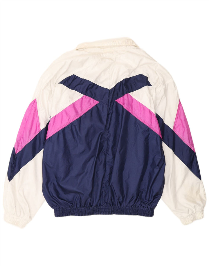 vintage Mens Survêtement Top Veste Grand Multicolore Colourblock Polyamide