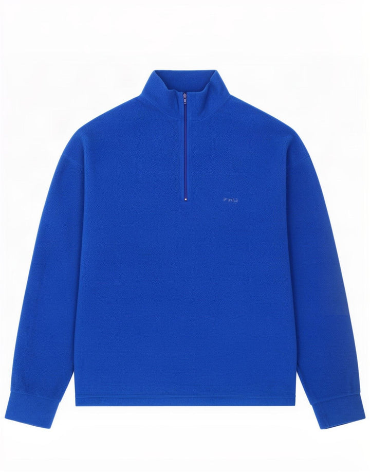 Fila Pull polaire à col zippé pour homme IT 52 Large Bleu Polyester