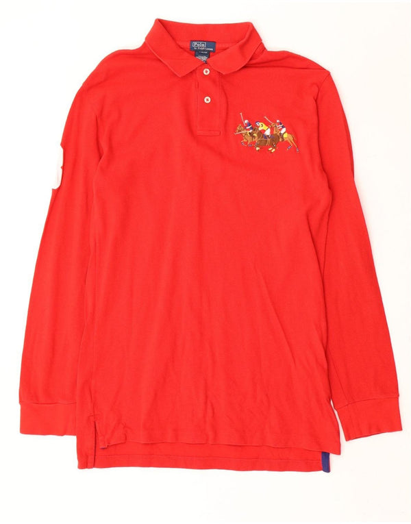 Polo Ralph Lauren Chemise graphique à manches longues pour garçon 15-16 ans XL Rouge Coton