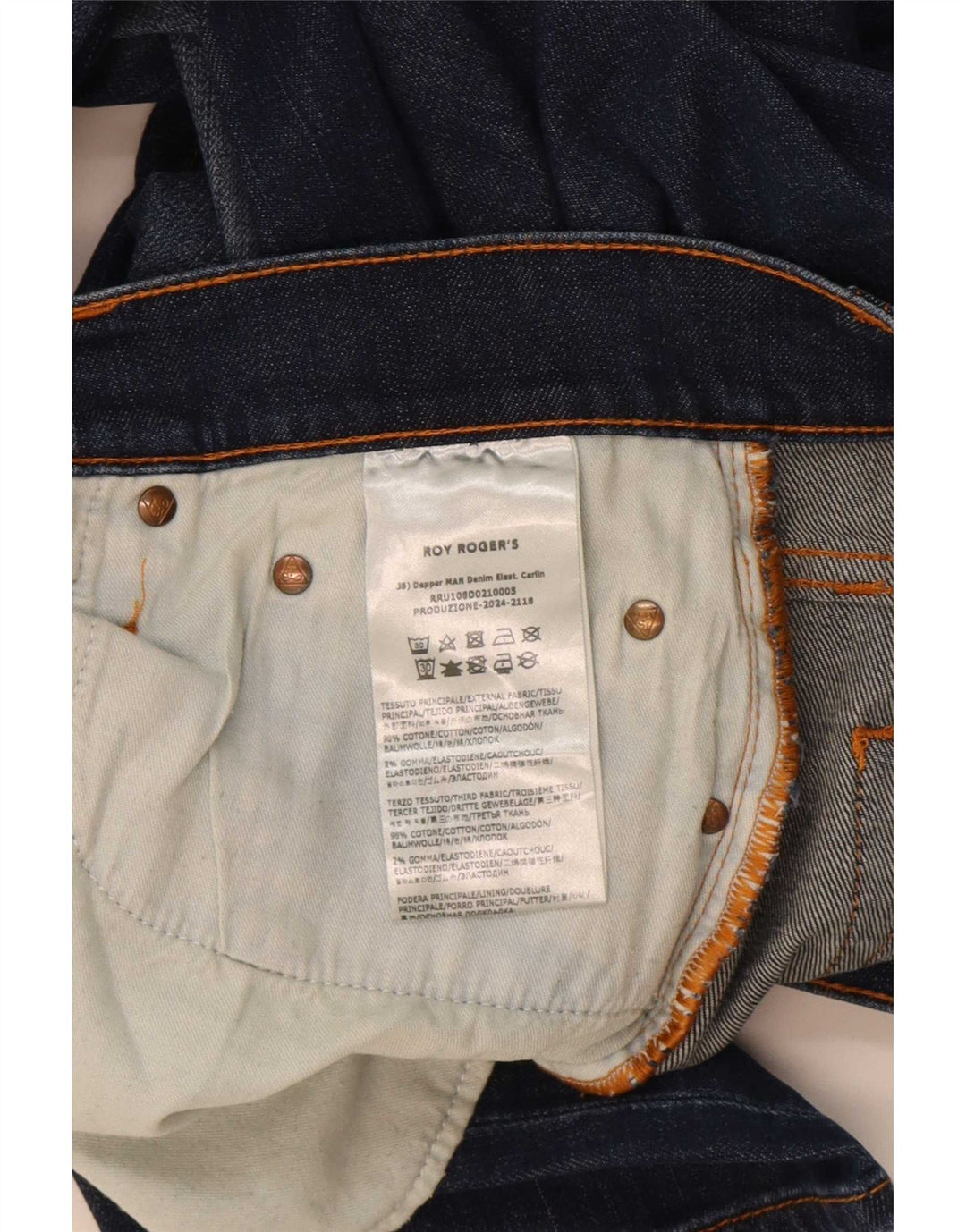 Roy Rogers Jean Slim Homme W35 L30 Bleu Coton