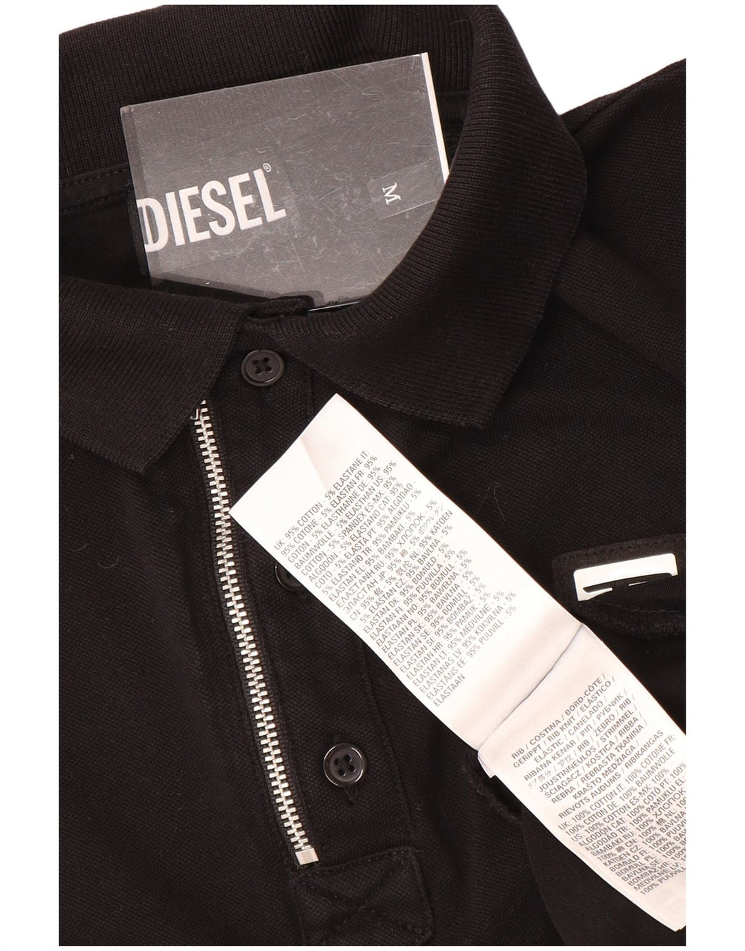 DIESEL Polo Homme Coton Noir Moyen