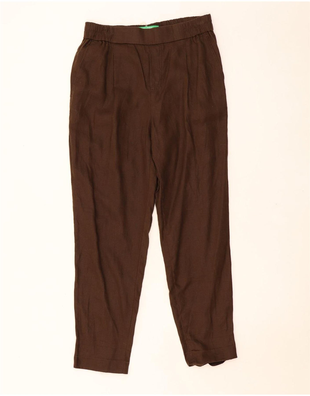 BENETTON Pantalon Chino Fuselé Femme Moyen W28 L27 Lin Marron