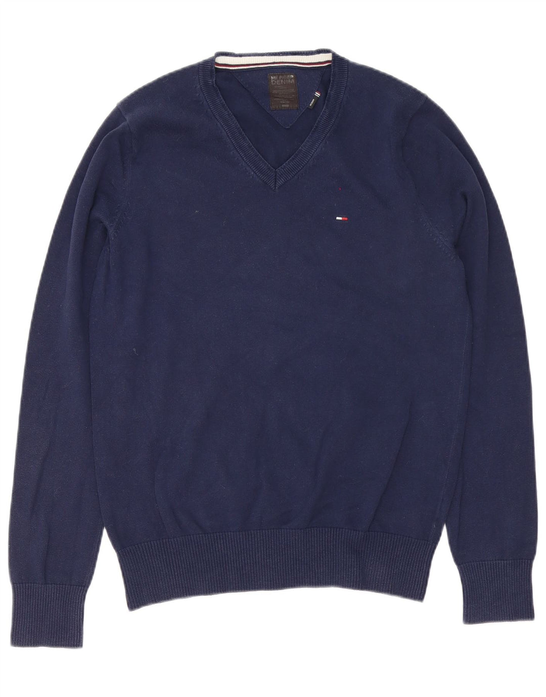 Tommy Hilfiger Pull col V Homme Bleu Marine Moyen Coton