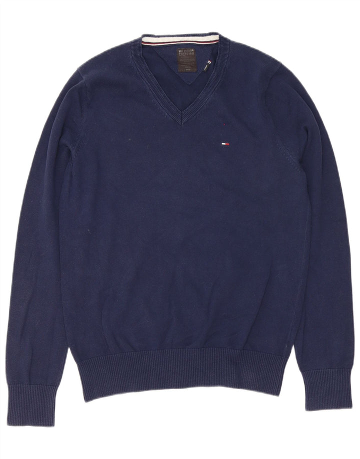 Tommy Hilfiger Pull col V Homme Bleu Marine Moyen Coton