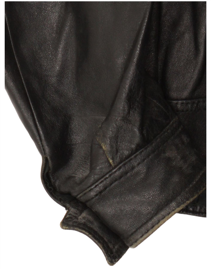 Veste en cuir femme vintage UK 12 Noir Moyen