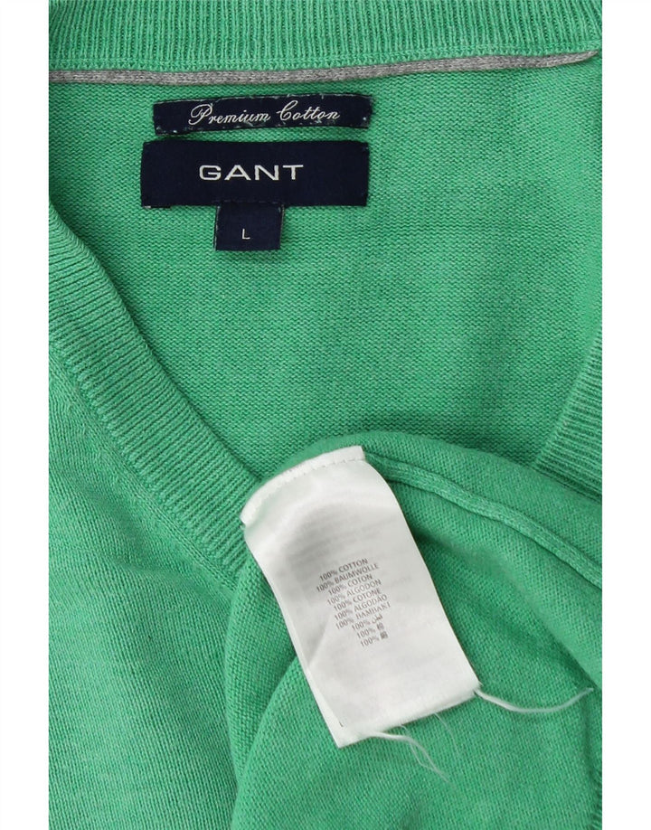 GANT Pull à col en V pour homme Large Vert Coton
