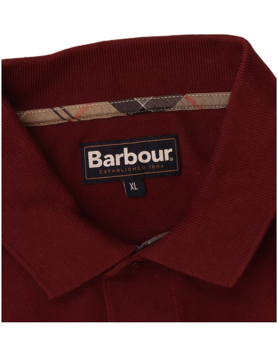BARBOUR Polo à Manches Longues Homme XL Coton Bordeaux