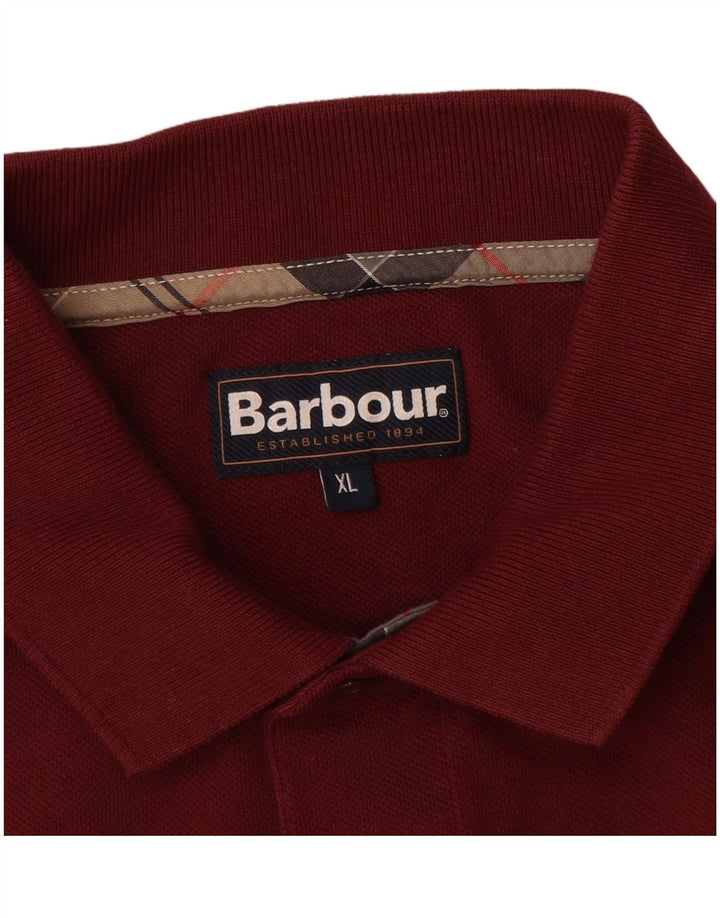 BARBOUR Polo à Manches Longues Homme XL Coton Bordeaux