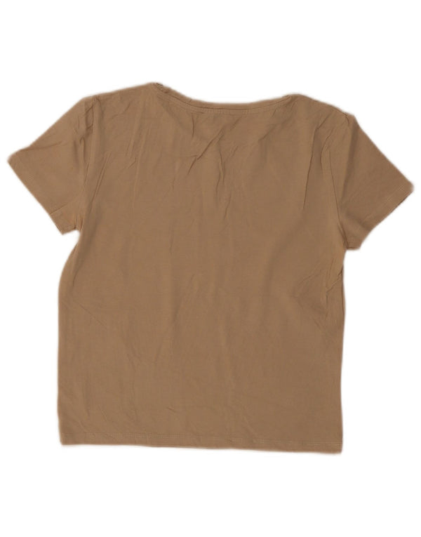 Zara Womens Crop T-Shirt Top UK 8 Petit Coton Beige