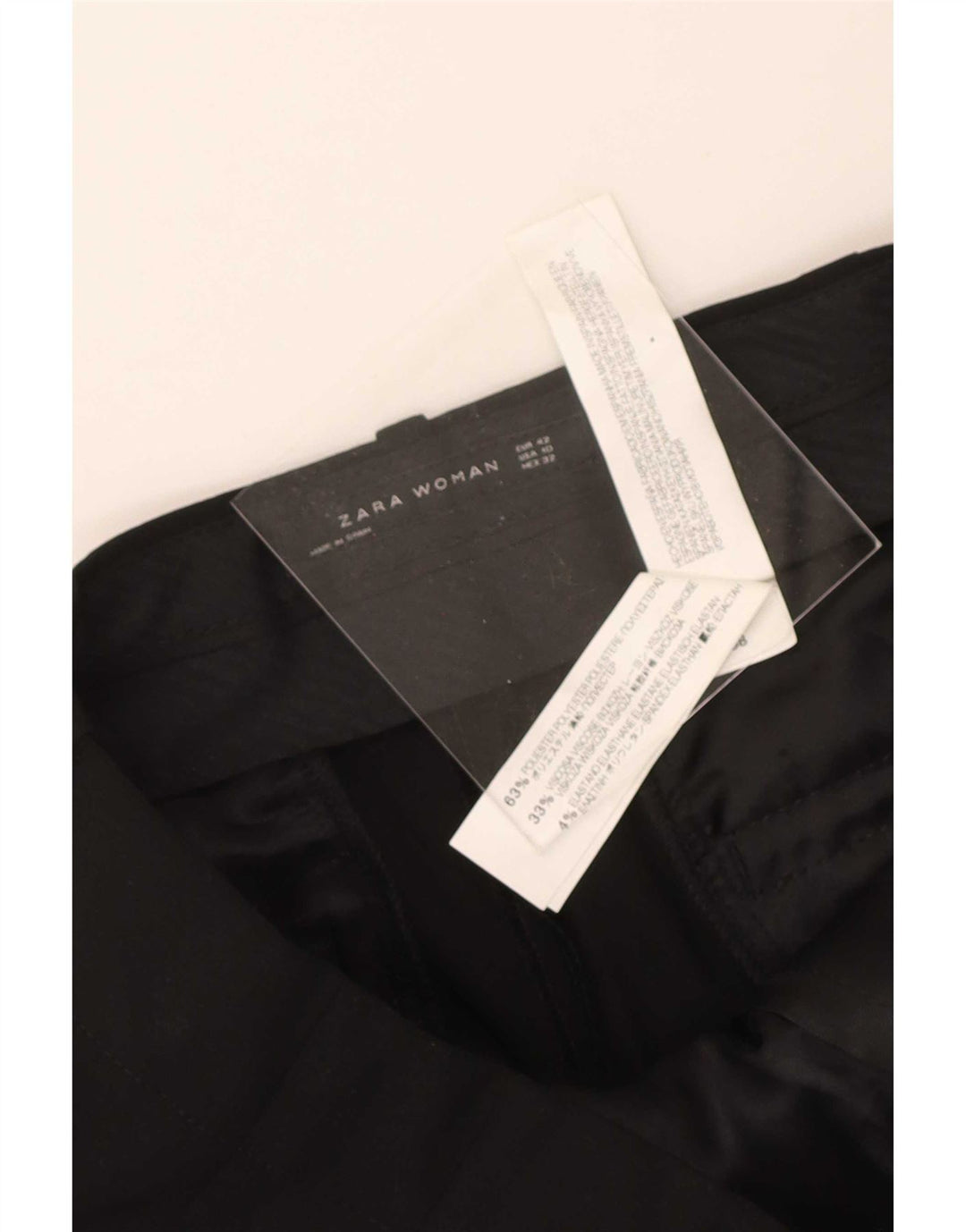 Zara Pantalon de costume droit pour femme EU 42 Large W32 L34 Noir Polyester