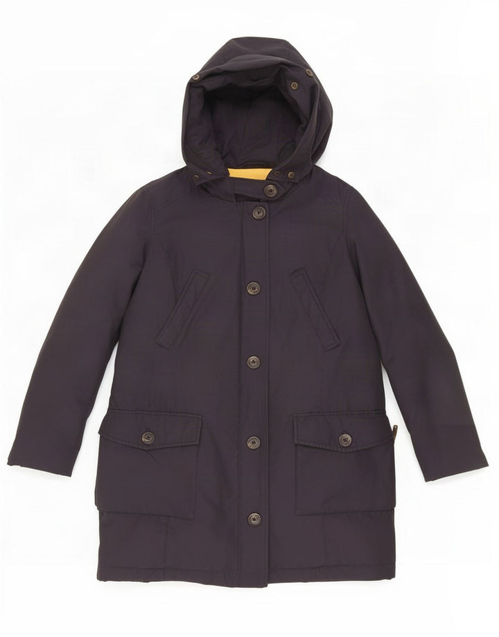 Zara Manteau rembourré à capuche pour femme UK 12 Bleu marine moyen Polyamide