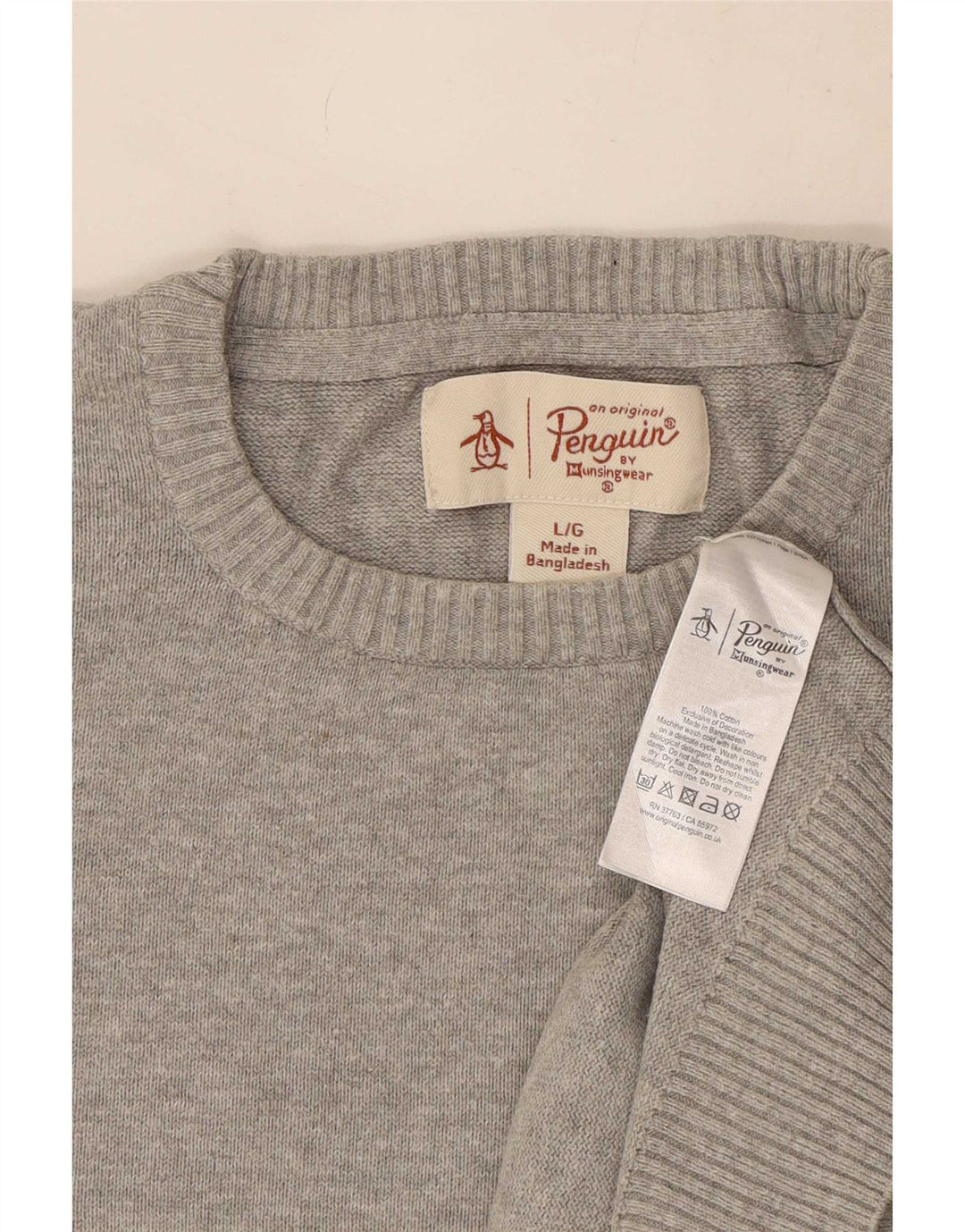 Penguin Pull à col rond pour homme en coton gris Taille L