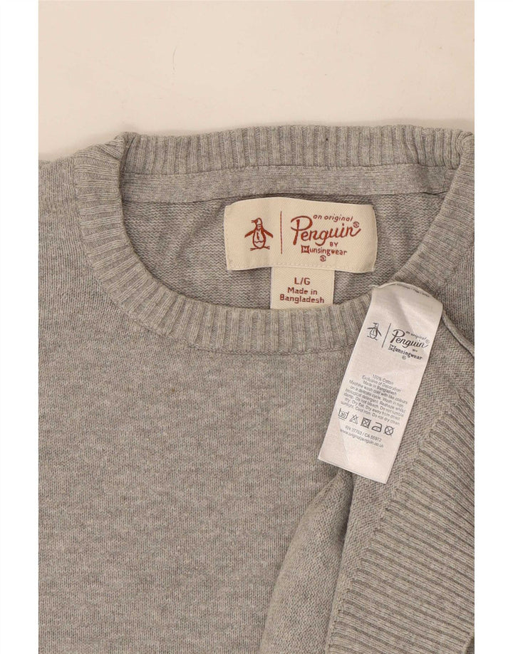 Penguin Pull à col rond pour homme en coton gris Taille L