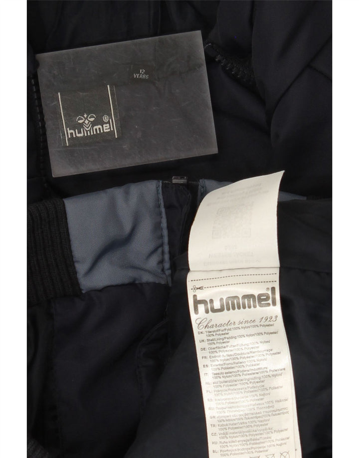 HUMMEL Veste matelassée à capuche graphique pour garçon 11-12 ans Bleu marine Colourblock