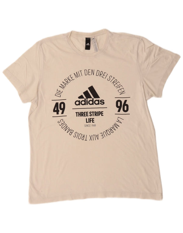 ADIDAS T-shirt graphique pour hommes, grand coton blanc