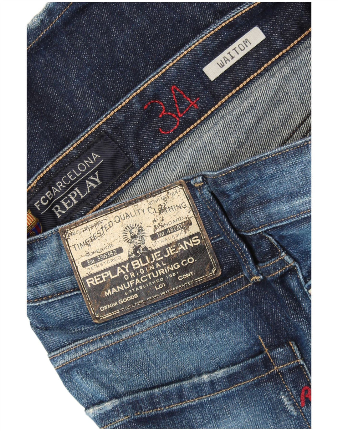 REPLAY Jean Droit Waitom Homme W34 L34 Bleu Marine