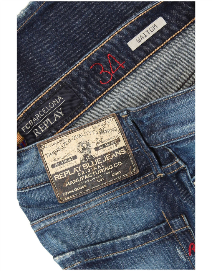 REPLAY Jean Droit Waitom Homme W34 L34 Bleu Marine