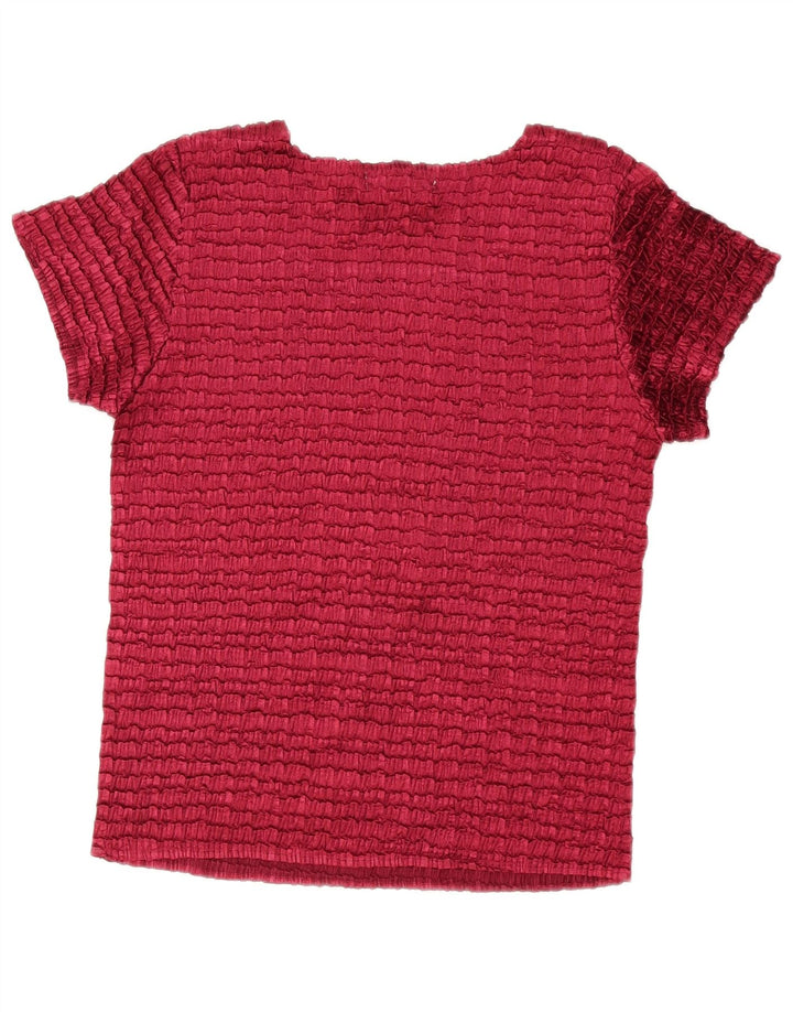 Chemisier Vintage Femme Top Taille Unique Bordeaux Polyester