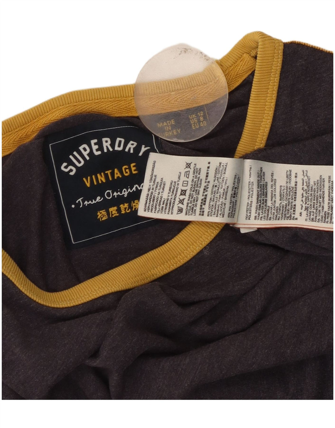 SUPERDRY T-Shirt Graphique Femme UK 12 Violet Moyen Coton