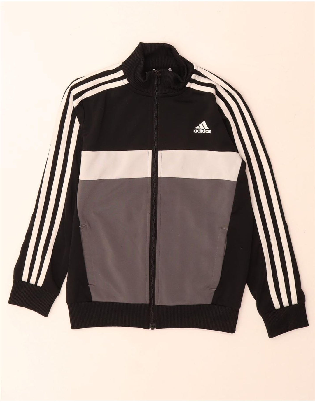 Adidas Veste de survêtement pour garçon 7-8 ans Noir Colourblock Polyester